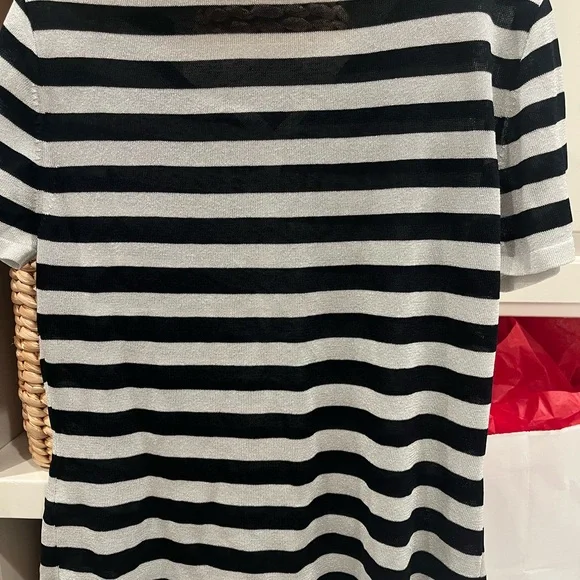 PAT Black and White Striped Polo Shirt SIZE S - Picture 5 of 6